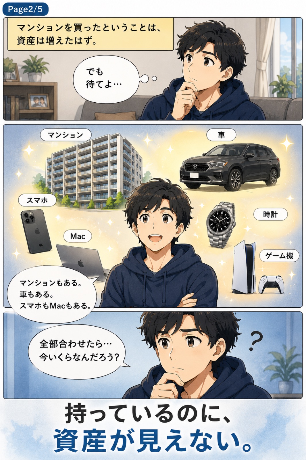 マンション・車・スマホ・Mac・時計・ゲーム機…持っているのに、資産が見えない。全部でいくら？